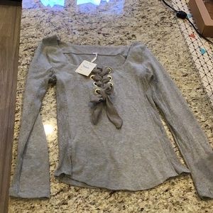 Brand new long sleeve tie up shirt